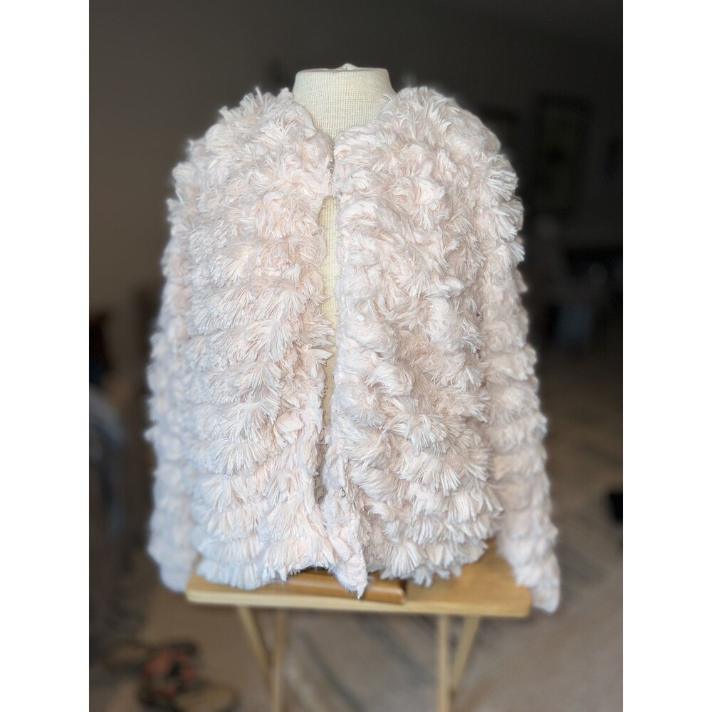 RUE 21 Blush Pink Fluffy Satin Lined Jacket Pockets L/XL